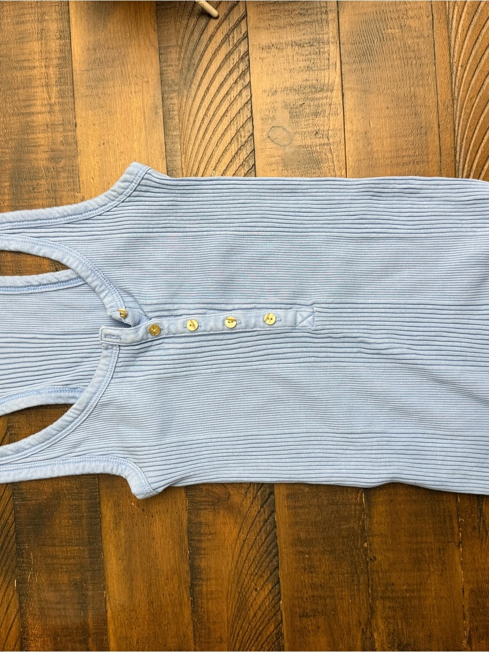 aerie Light Blue Ribbed Henley Tank